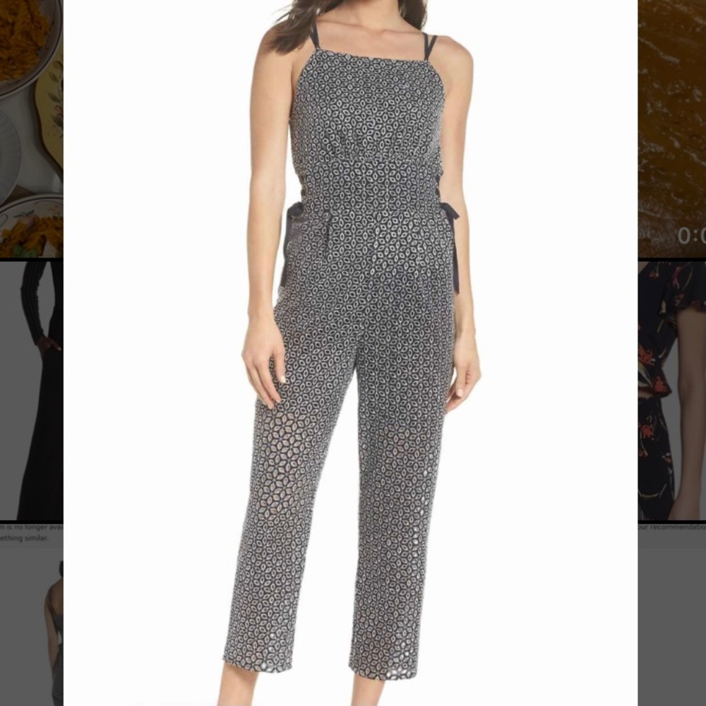 embroidered side tie jumpsuit